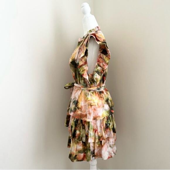 marie oliver - emery dress mini ruffles tie belt tiered skirt floral printed - Picture 4 of 7